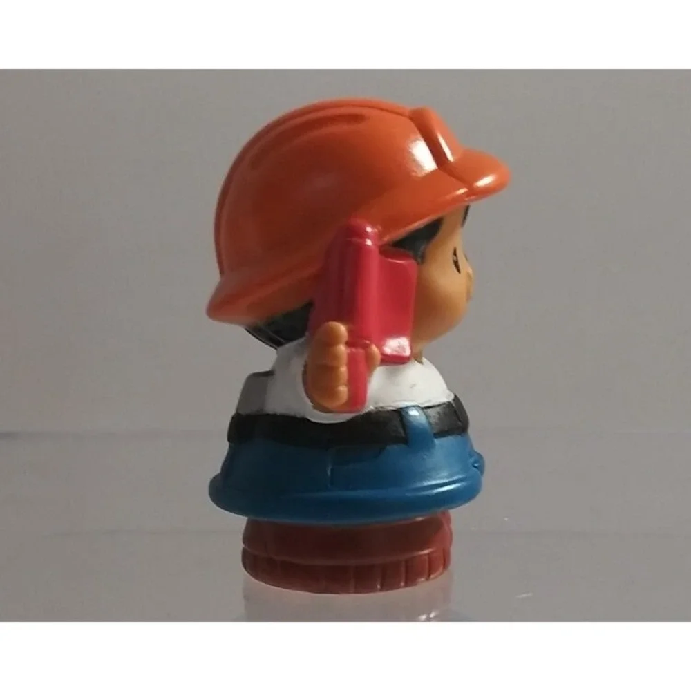 Fisher Price Little People Construction Worker Hammer Flag Orange Hardhat Man